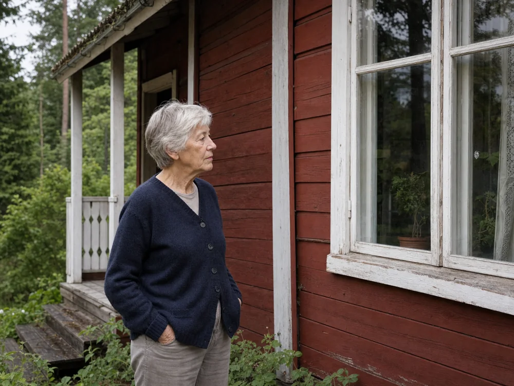Margaret by the window of the house where she grew up